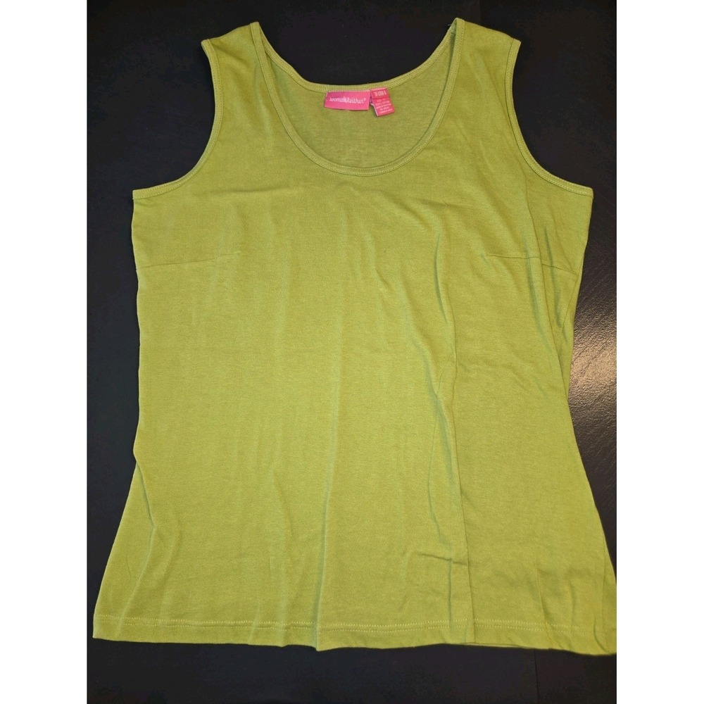 Woman Within Lime Green 100% Cotton Scoop Neck Tank Top 1X 30-6088-6